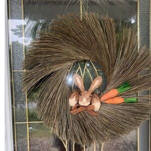 Pottery Barn Rustic Straw Easter Wreath Bunny 18 Inch Spring Door Hanger Decor